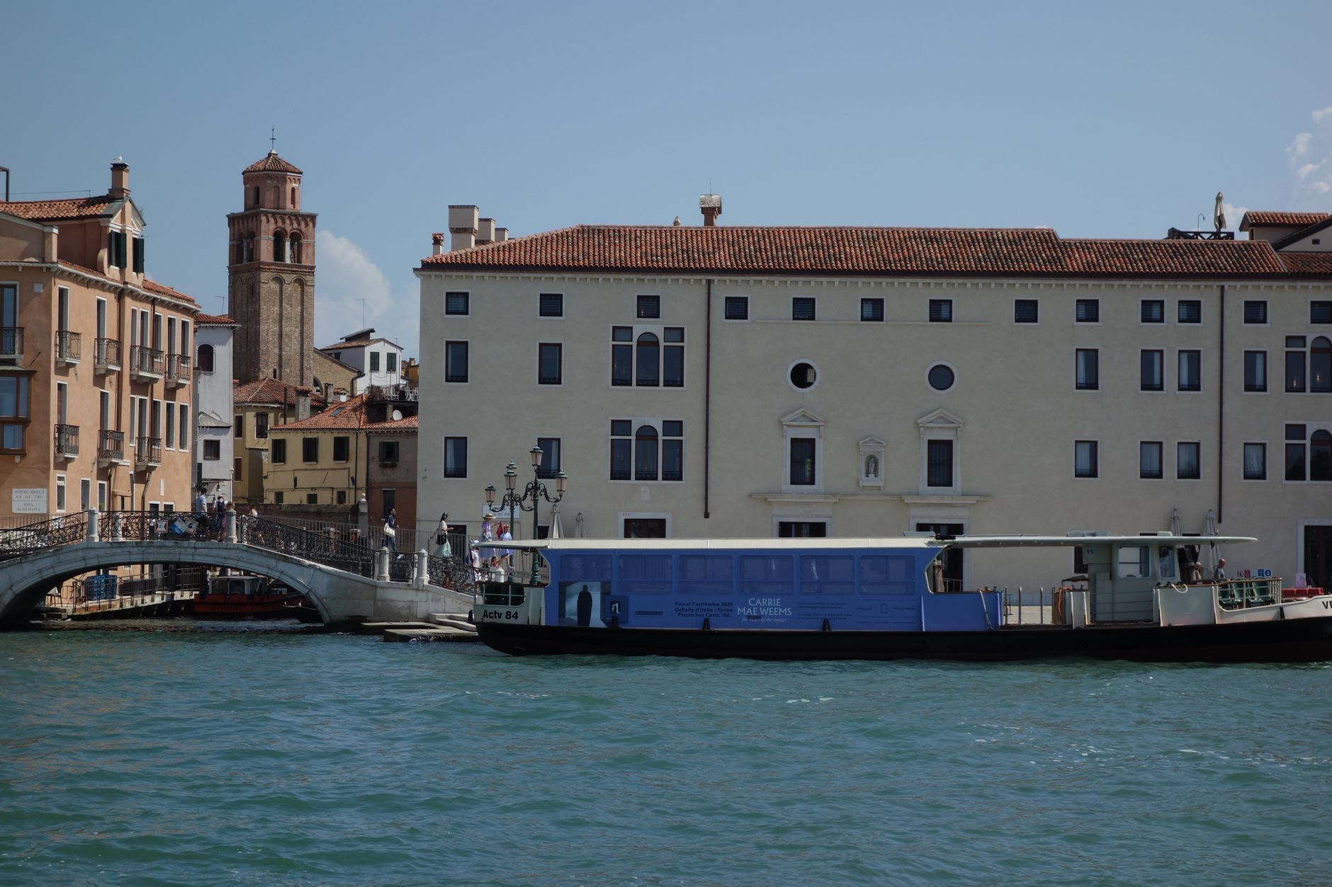 Venetian architecture with a canal and boat in Venice, Italy