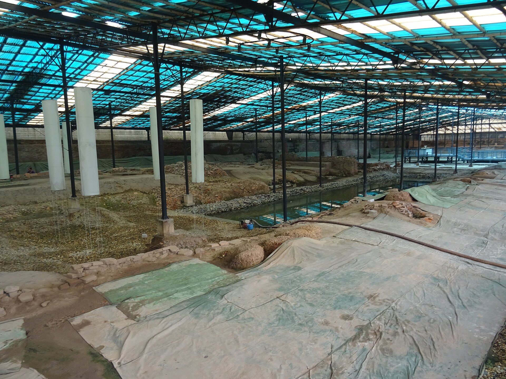 The archaeological excavations under their canopy inside the citadel grounds