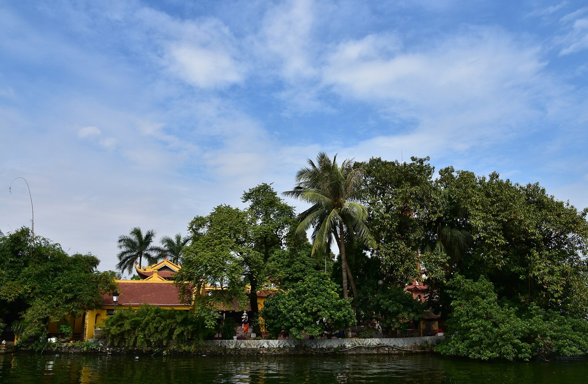 Tran Quoc Pagoda rising in tiers beside West Lake