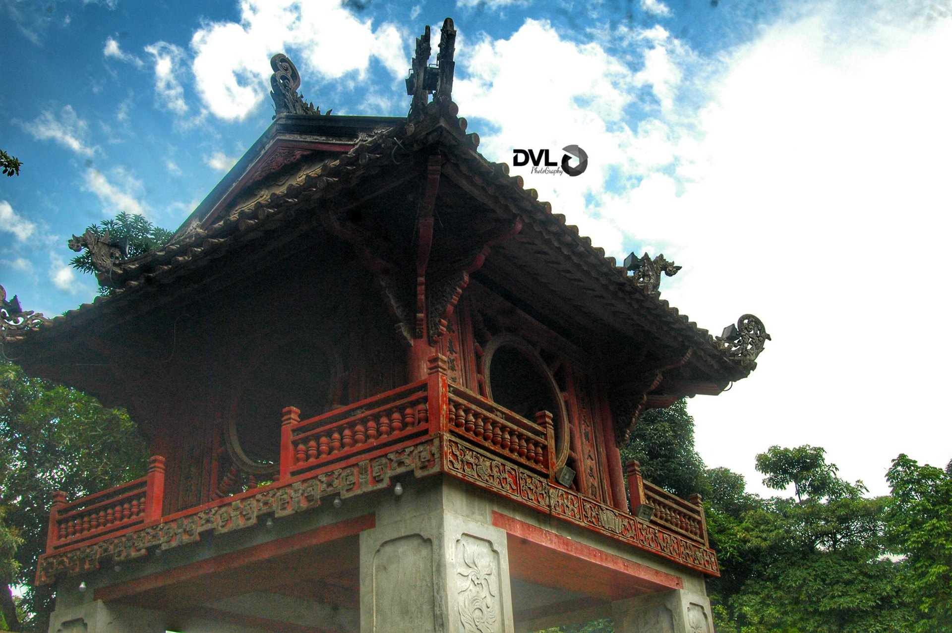 The Khue Van Cac pavilion at the Temple of Literature, its round windows above the gate