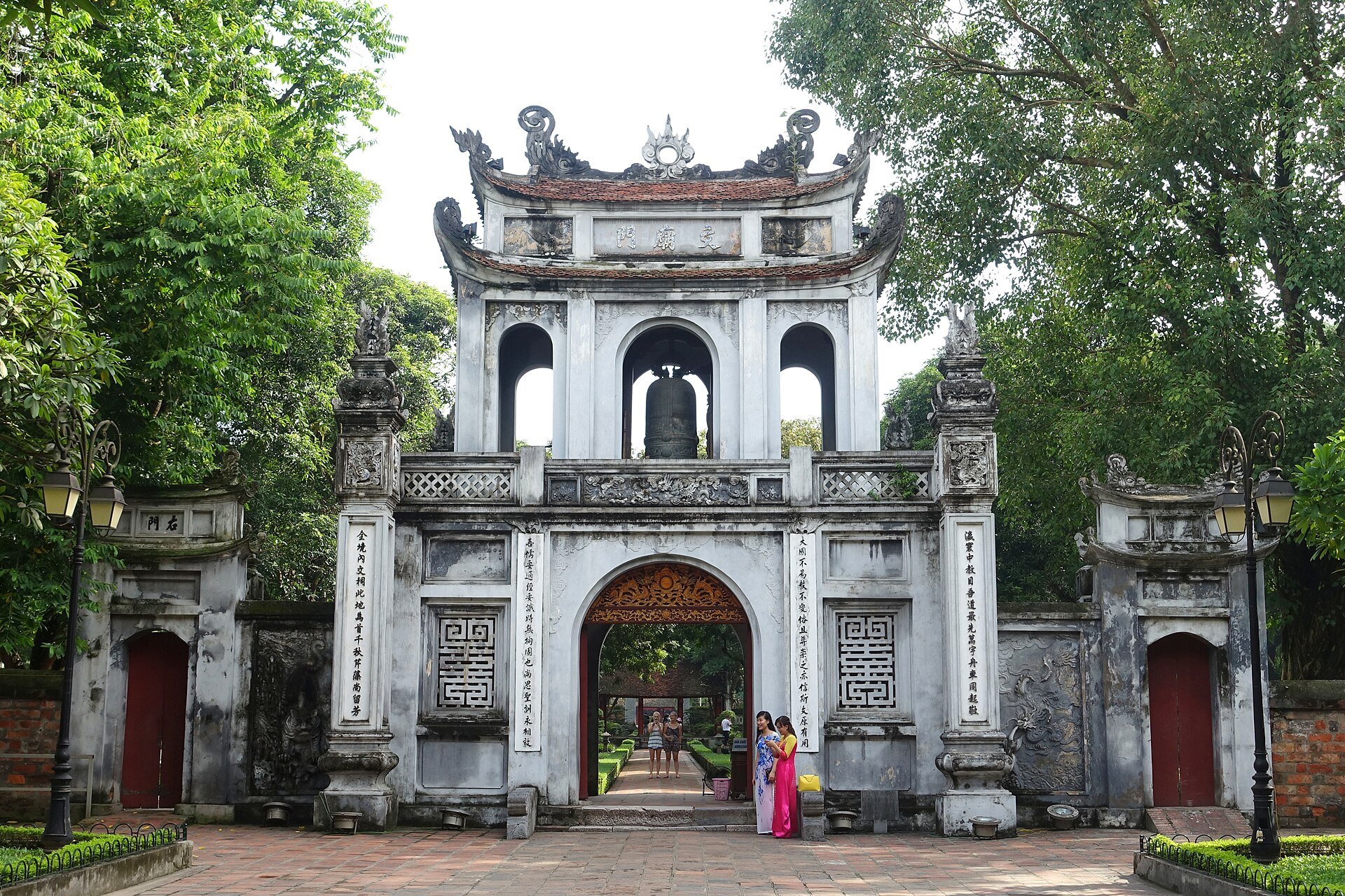 The main gate of the Temple of Literature with its tiled roof